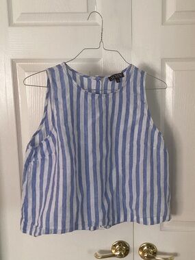J Crew blue and white linen top
